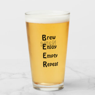 Verre à bière à 16 oz (once) - "B-E-E-R"