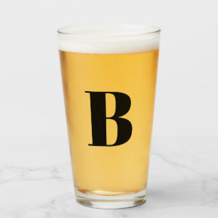Verre à bière à initiale monogramme moderne 