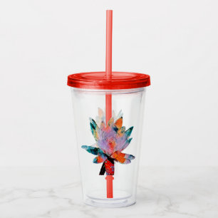 Verre à boire acrylique avec paille et couche d'ea