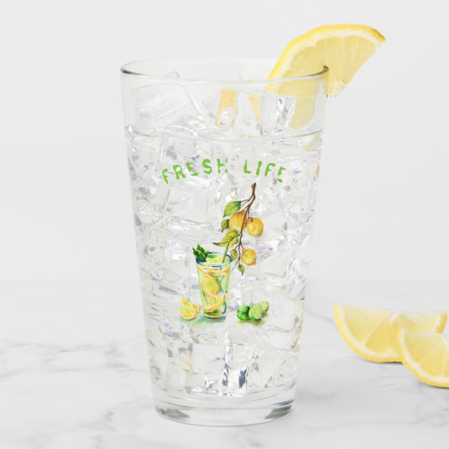 Verre à boire au citron frais - Texte personnalisé (Dos glace)