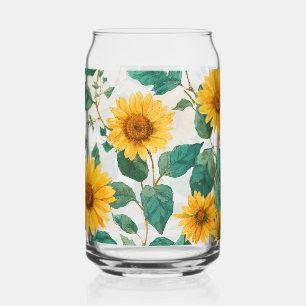 Verre à boire floral aquarelle tournesol rustique 