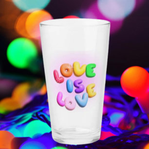 Verre à pinte arc-en-ciel 3D « À la love »