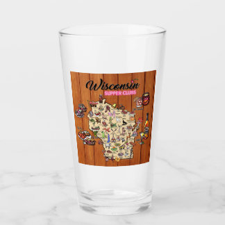 Verre à pinte - Carte du club de soupe du Wisconsi