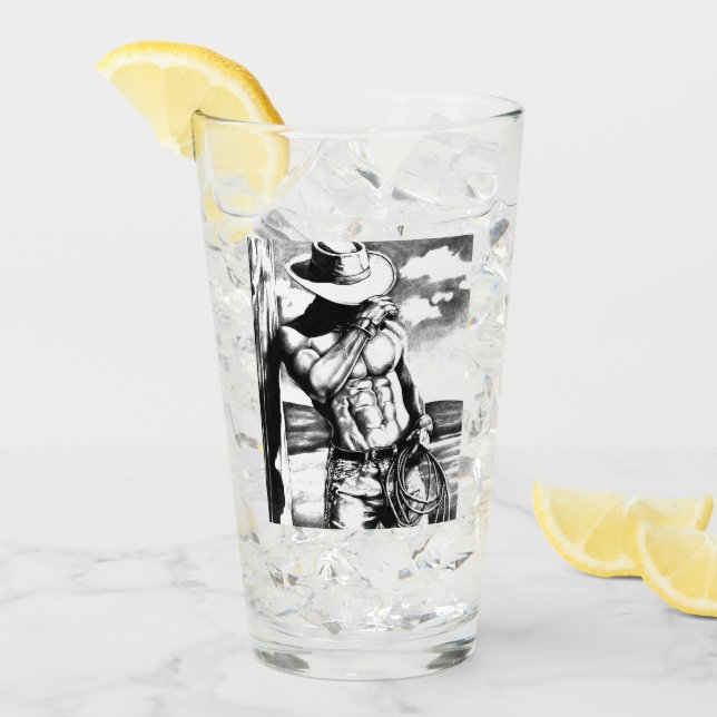 Verre à pinte - Cool Beaux-Art Cowboy Bodybuilding (Devant glace)