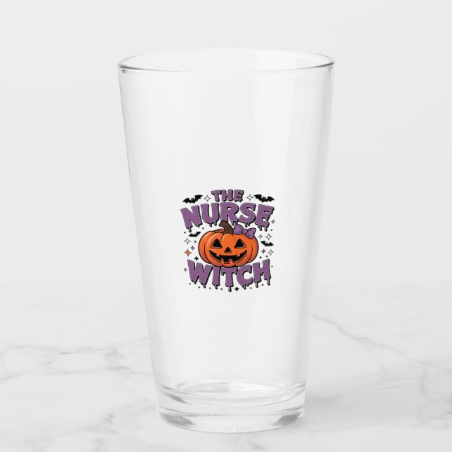 Verre A playful design featuring a pumpkin witch with a  (Devant)