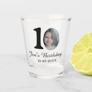 Verre A Shot 10 e anniversaire photo en gras lettre enfant nom