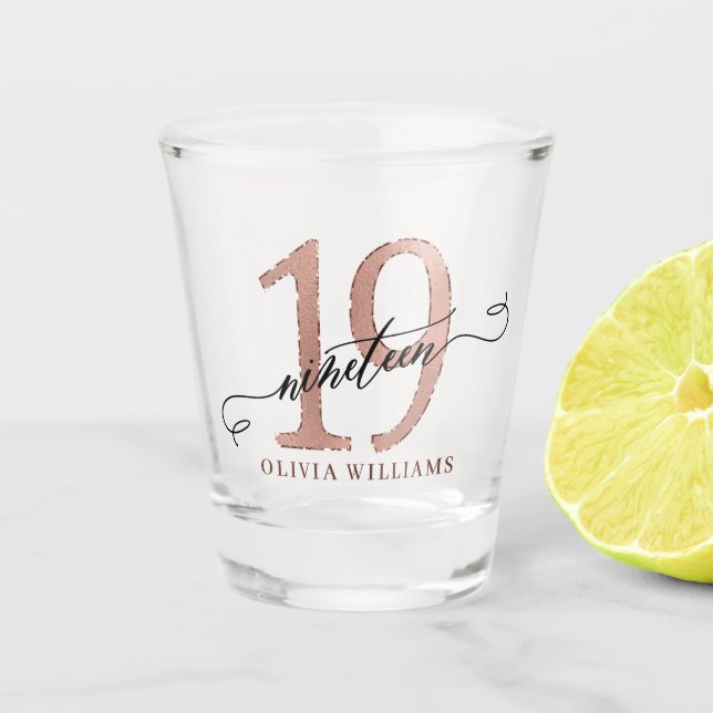 Verre A Shot 19e anniversaire Rose Gold (Devant)