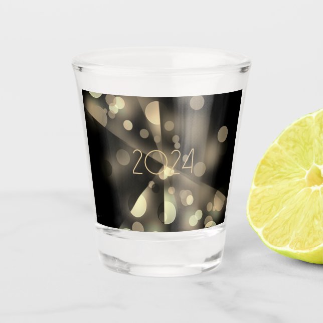 Verre A Shot 2024 nouvelle année avec bulles d'or (Devant)