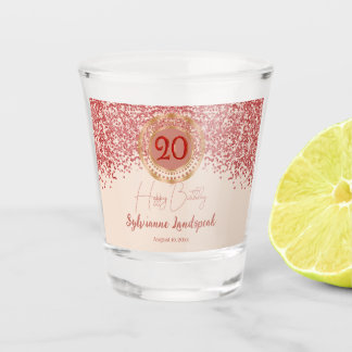 Verre A Shot 20e Anniversaire Ruby Red Glitter Champagne-Or 