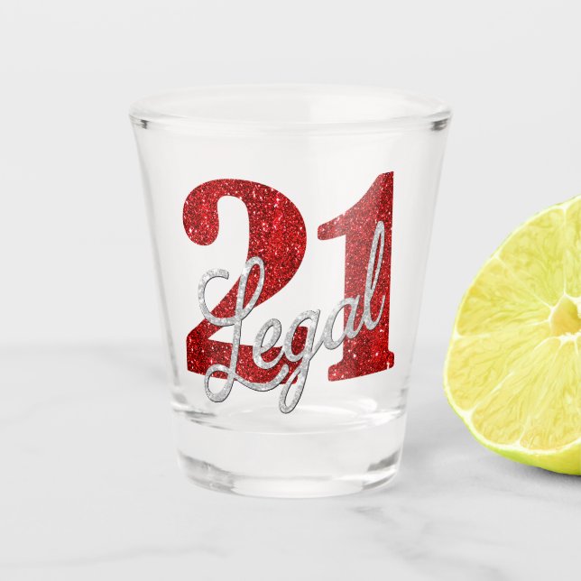 Verre A Shot 21 et juridique | Parties scintillant Red Faux 21e (Devant)