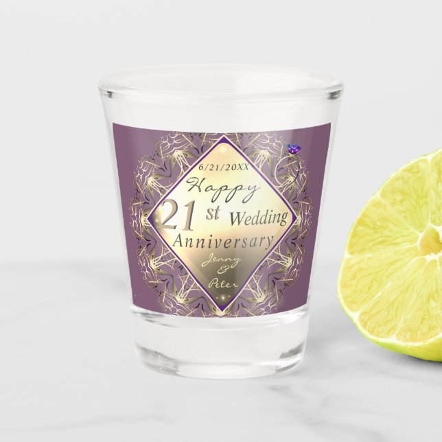 Verre A Shot 21e anniversaire de Mariage laiton (Devant)