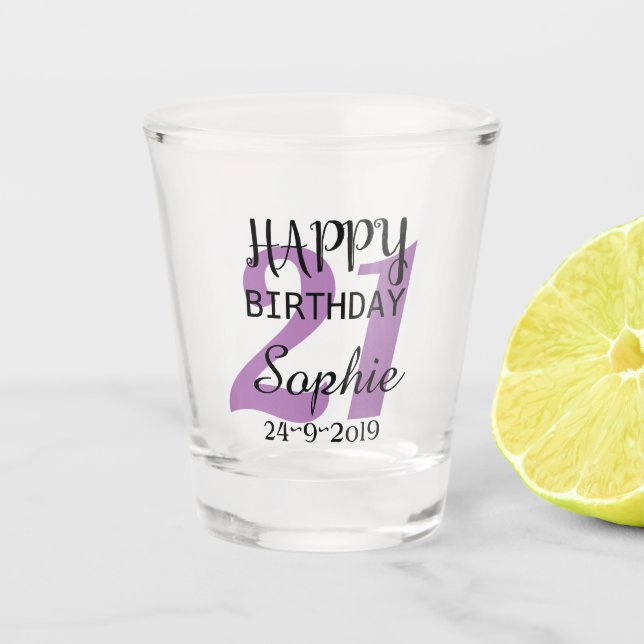 Verre A Shot 21ème anniversaire personnalisé (Devant)