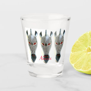 Verre A Shot 3 masques en bois de zèbre découpés par Africai