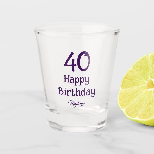 Verre A Shot 40th Birthday Party Script Custom Name Shot glass (Devant)