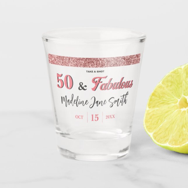 Verre A Shot 50 et fabuleux Anniversaire Elégante Parties scint (Devant)