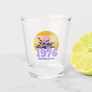 Verre A Shot 50e année d'anniversaire soleil floral jaune moder
