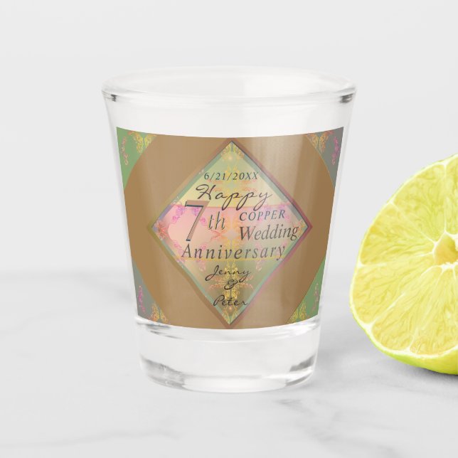 Verre A Shot 7e anniversaire du Mariage de cuivre (Devant)