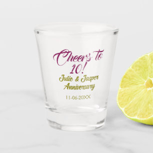 Verre A Shot À la 10e anniversaire de mariage mauve or