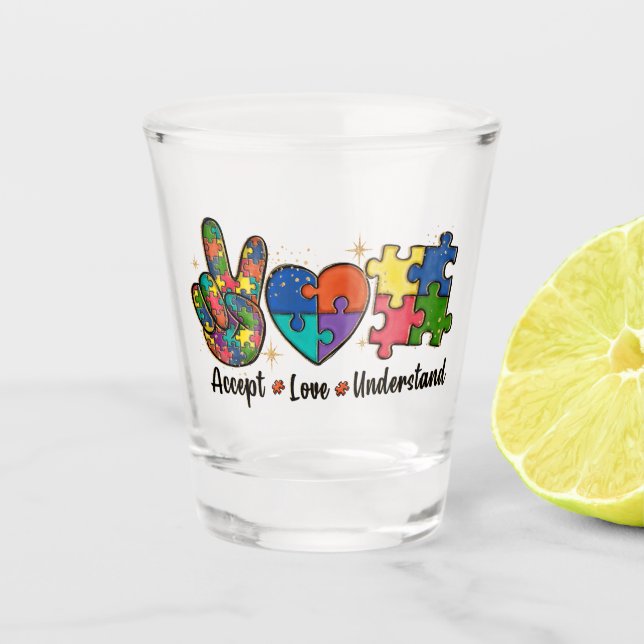 Verre A Shot Accepter l'amour comprendre - Coeur de Sensibilisa (Devant)