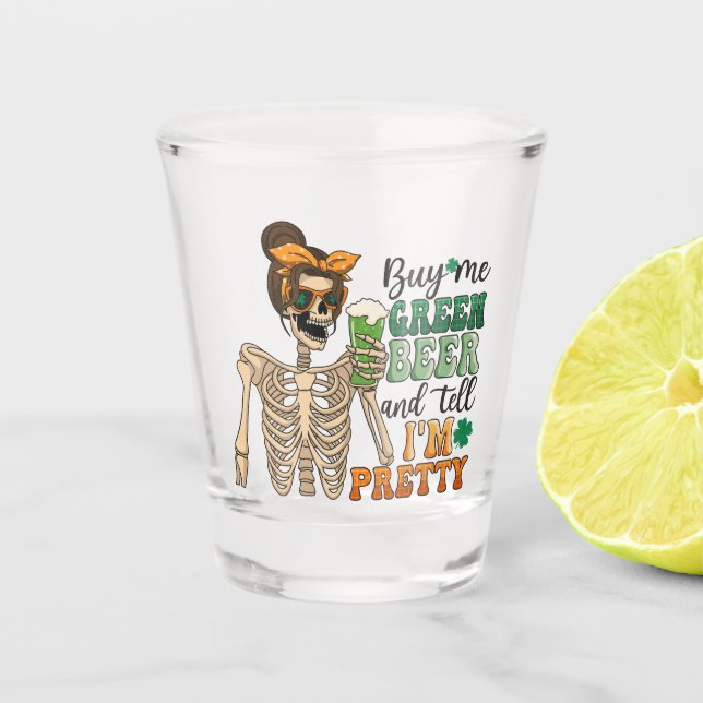 Verre A Shot Acheter Me Bière Verte - Squelette | Saint Patrick (Devant)