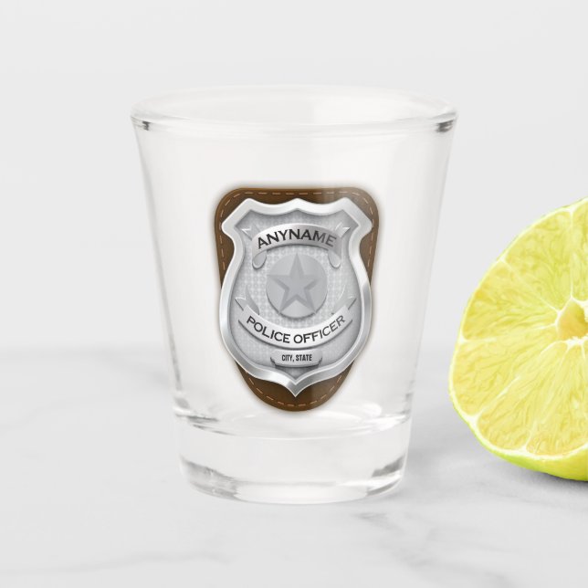Verre A Shot Agent de police personnalisé Sheriff Cop NAME Badg (Devant)