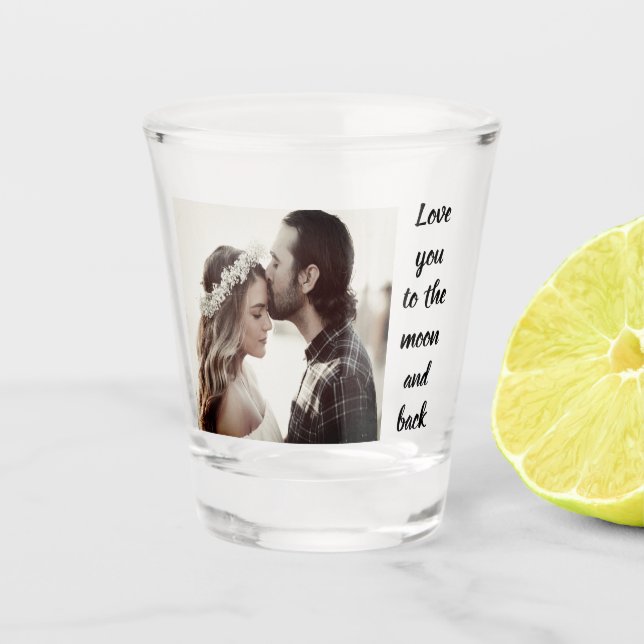Verre A Shot Aimez-vous à la lune et retour Photo Custom  (Devant)