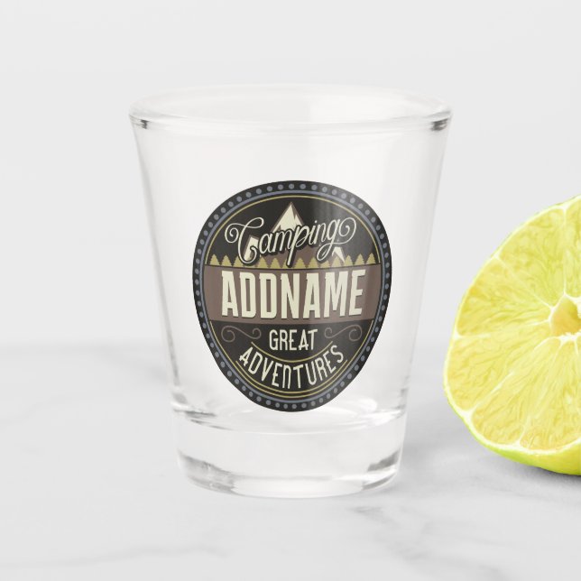Verre A Shot AJOUT Personnalisé Family Camp Trip Camping Réunio (Devant)