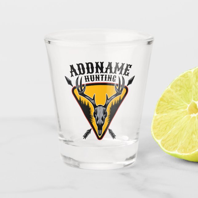 Verre A Shot AJOUTER NOM Hunter Elk Crâne Gros Antlers Chasse a (Devant)