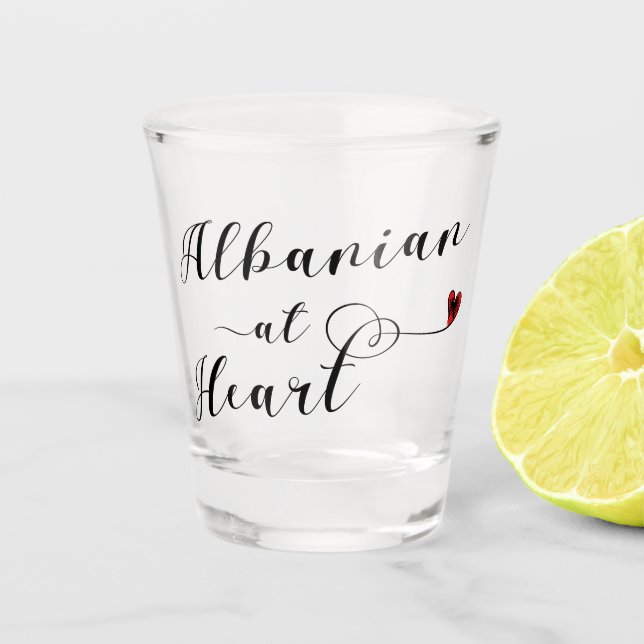 Verre A Shot Albanais au coeur, j'aime l'Albanie (Devant)