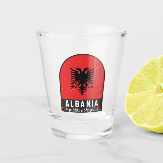 Verre A Shot Albanie - Emblème du drapeau (Devant)