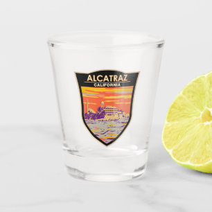 Verre A Shot Alcatraz Island San Francisco Travel Art Vintage