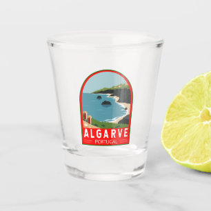 Verre A Shot Algarve Portugal Retro Travel Art Vintage