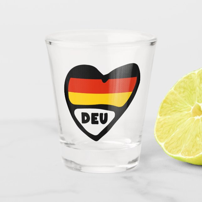 Verre A Shot Allemagne Code Pays Coeur Drapeau, DEU (Devant)