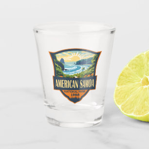 Verre A Shot American Samoa National Park Illustration Retro