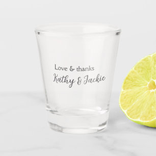 Verre A Shot Amour & merci nom du couple mariage simple minimal