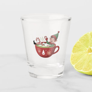 Verre A Shot Amusant Elfe prenant Matcha Bathub Noël