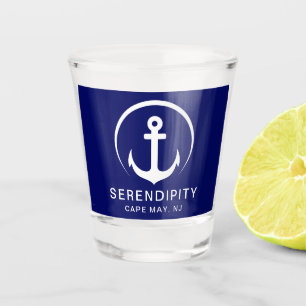 Verre A Shot Ancre nautique moderne Marine bleu
