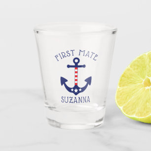 Verre A Shot Ancre nautique Patriotic First Mate Ajouter un nom