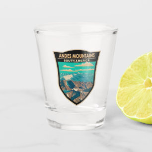 Verre A Shot Andes Mounts Amérique du Sud Voyage Art Vintage