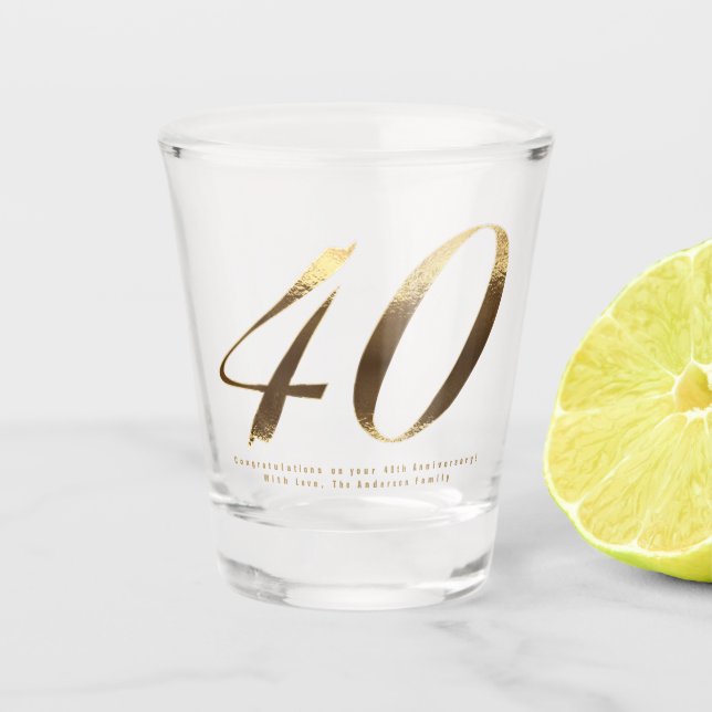 Verre A Shot Anniversaire du 40e anniversaire de Ruby Mariage (Devant)