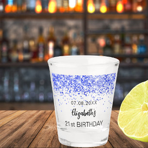 Verre A Shot Anniversaire royal bleu parties scintillant mousse