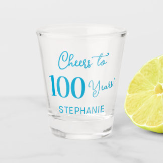 Verre A Shot Aqua Blue Félicitations pour 100 Ans 100e Annivers