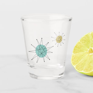 Verre A Shot Aqua Blue Yellow Franciscan Starburst milieu du si