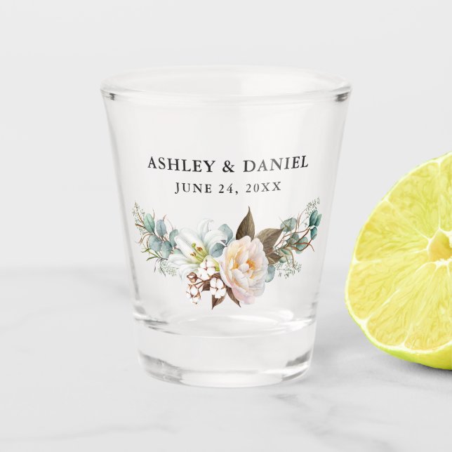 Verre A Shot Aquarelle Eucalyptus Mariage de verdure (Devant)