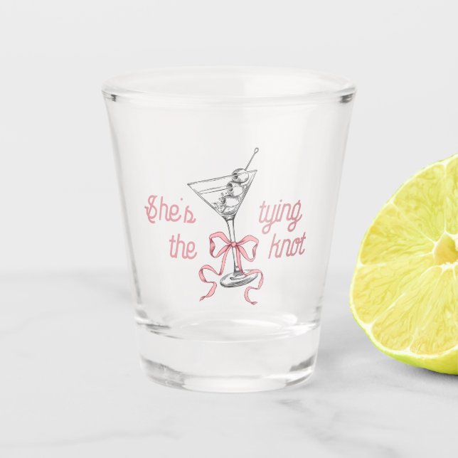 Verre A Shot Aquarelle Martini Bow rose Elle noue Le noeud (Devant)