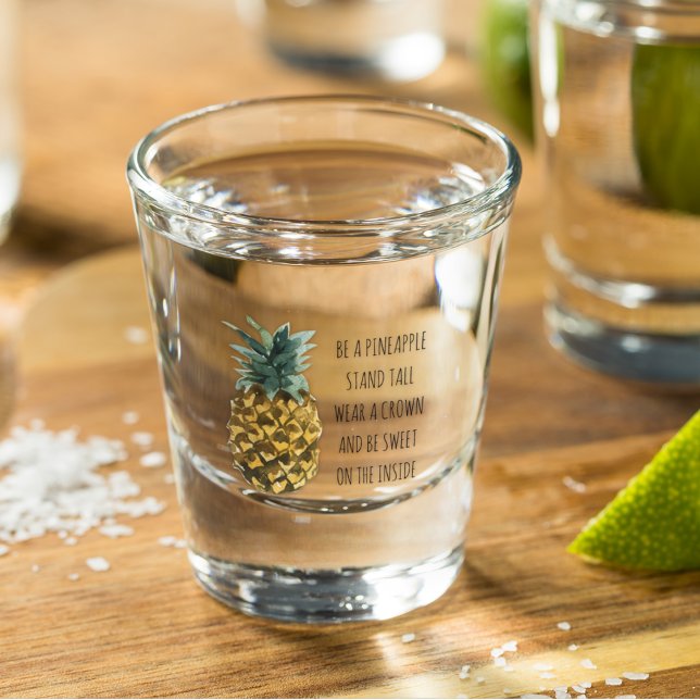 Verre A Shot Aquarelle moderne ananas et citation amusante posi (Créateur téléchargé)
