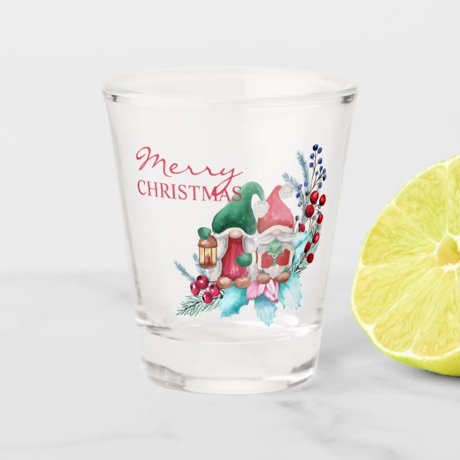 Verre A Shot Aquarelle Noël Gnome (Devant)