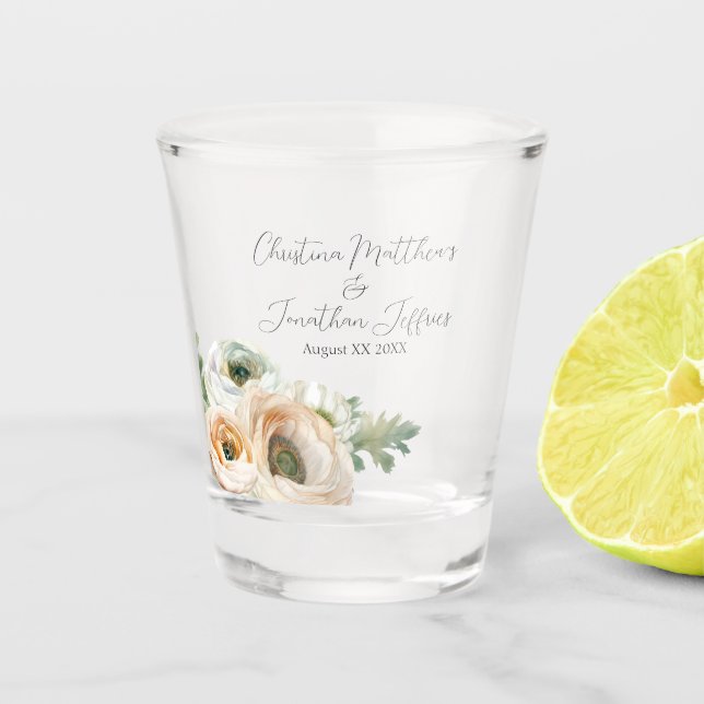 Verre A Shot Aquarelle romantique Ranunculus (Devant)
