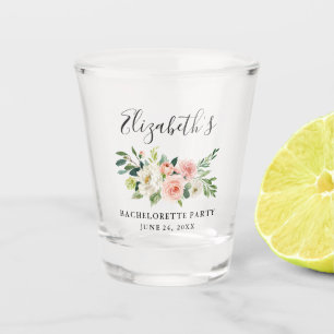 Verre A Shot Aquarelle Rose Blanc Floral Fête