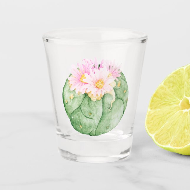 Verre A Shot Aquarelle rustique Cactus Fleurs roses (Devant)